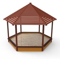 Covered hexagonal sandbox; side panel length 200 cm