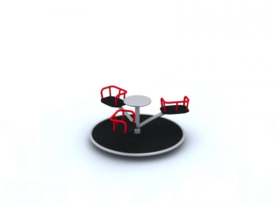 Three armed roundabout with a plate